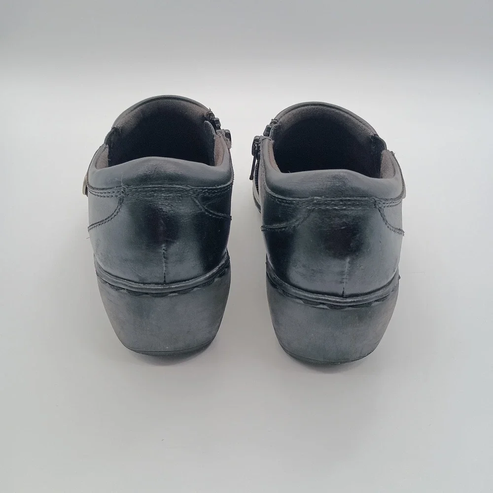 Clarks Collection Black Leather Pleated Zipper Ankle Booties‎ Shoes 7.5 M
